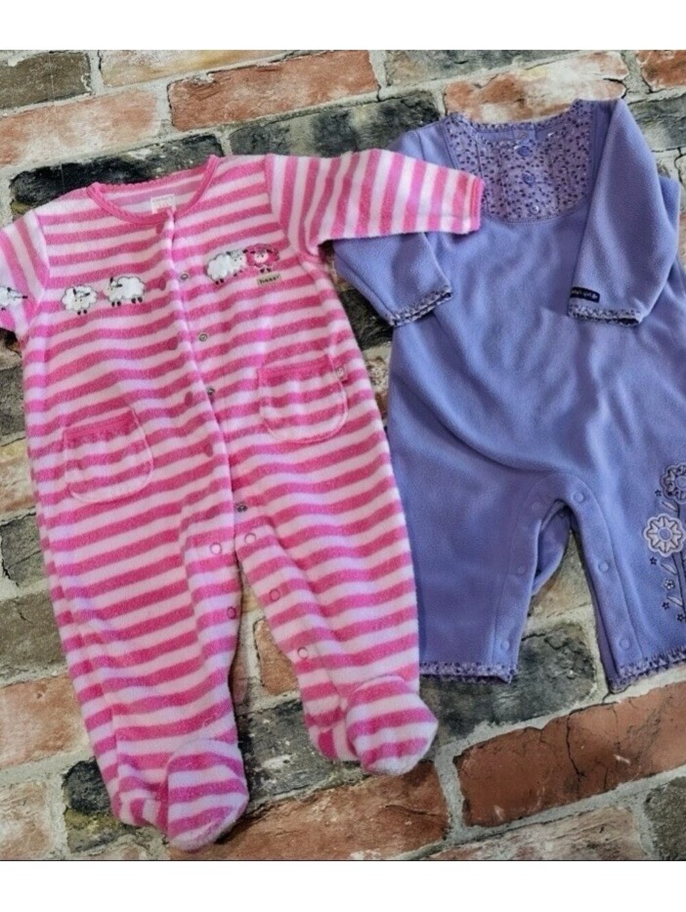 Carter’s Baby Girl 6M Sleeper Romper One-Piece Lot of 2 Pink Purple